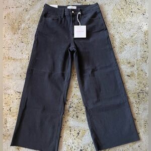 NWT Lovervet Women’s Black Wide Leg Denim Pants with Raw Hem Size
